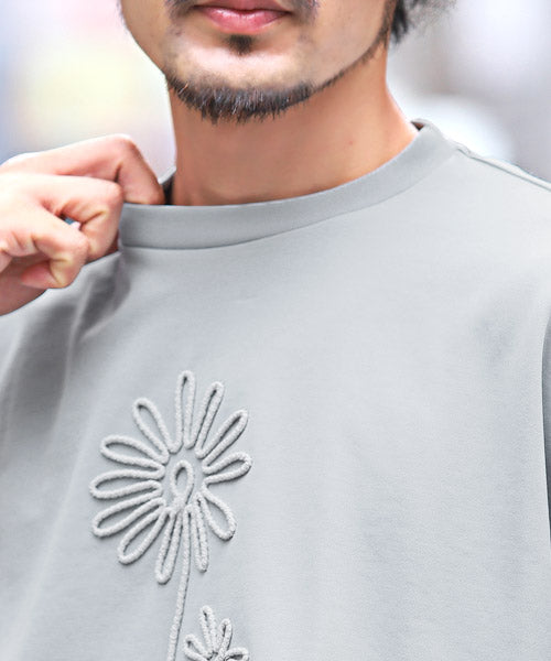 ラグスタイル LUXSTYLE ポンチ切替半袖ビッグTシャツ/Tシャツ メンズ レディース 半袖 ポンチ 刺繍 ビッグシルエット