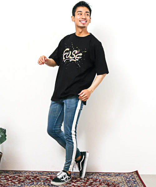 ラグスタイル LUXSTYLE マーブルロゴ発泡プリント半袖Tシャツ/Tシャツ メンズ 半袖 ロゴ マーブル 発泡プリント ぷっくり ペイント