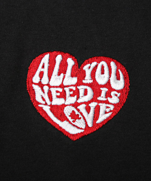 ラグスタイル LUXSTYLE Hollywood rich.&(ハリウッドリッチ)ハート刺繍発泡プリント半袖Tシャツ/Tシャツ メンズ 半袖 刺繍 ハート 発泡プリント ロゴ （2ブラック） 2ブラック