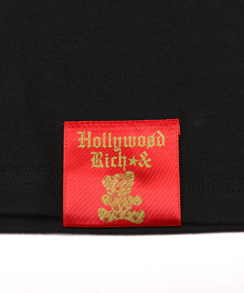 ラグスタイル LUXSTYLE Hollywood rich.&(ハリウッドリッチ)ハート刺繍発泡プリント半袖Tシャツ/Tシャツ メンズ 半袖 刺繍 ハート 発泡プリント ロゴ （2ブラック） 2ブラック
