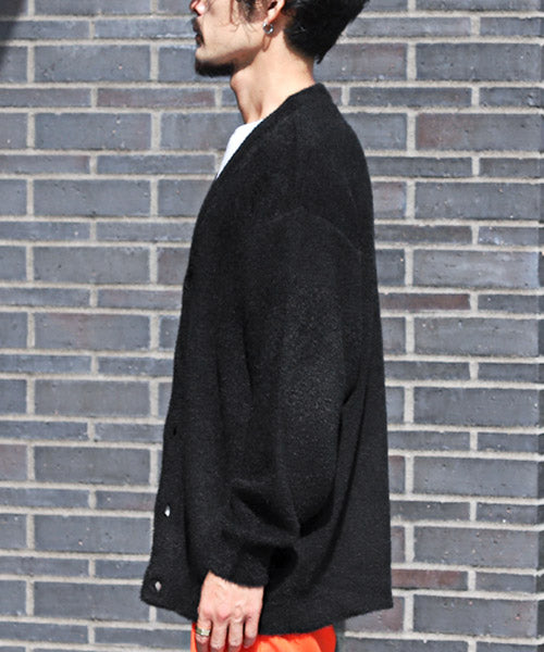 ラグスタイル LUXSTYLE フェザーヤーンカーディガン/カーディガン メンズ ニット ビッグシルエット フェザーヤーン シャギーニット モヘア （4チャコール） 4チャコール