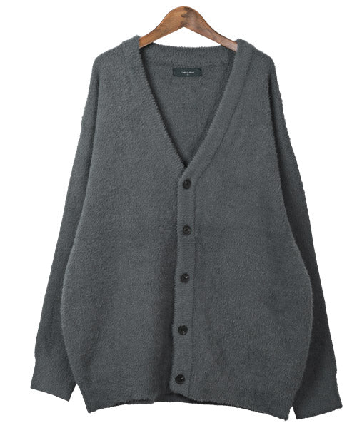 ラグスタイル LUXSTYLE フェザーヤーンカーディガン/カーディガン メンズ ニット ビッグシルエット フェザーヤーン シャギーニット モヘア （4チャコール） 4チャコール