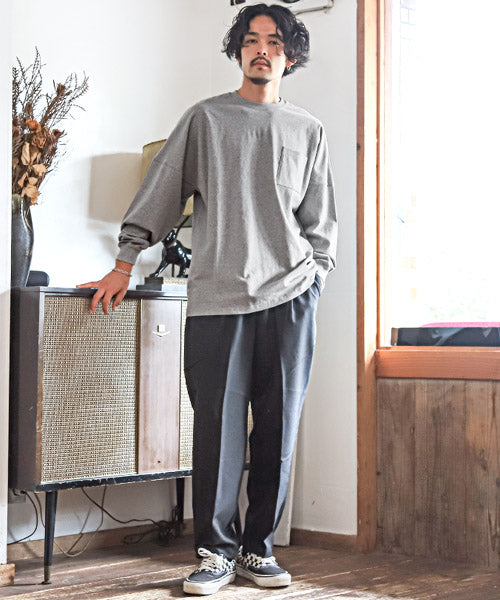ラグスタイル LUXSTYLE TRAP/U(トラップユー)天竺胸ポケット無地ロンT/ロンT メンズ レディース 長袖Tシャツ 胸ポケット 天竺 （98ホワイト×ブラック） 98ホワイト×ブラック