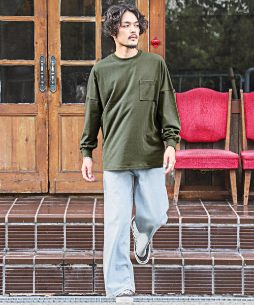 ラグスタイル LUXSTYLE TRAP/U(トラップユー)天竺胸ポケット無地ロンT/ロンT メンズ レディース 長袖Tシャツ 胸ポケット 天竺 （98ホワイト×ブラック） 98ホワイト×ブラック