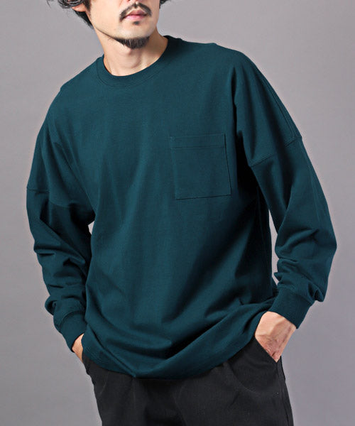 ラグスタイル LUXSTYLE TRAP/U(トラップユー)天竺胸ポケット無地ロンT/ロンT メンズ レディース 長袖Tシャツ 胸ポケット 天竺 （74ネイビー） 74ネイビー