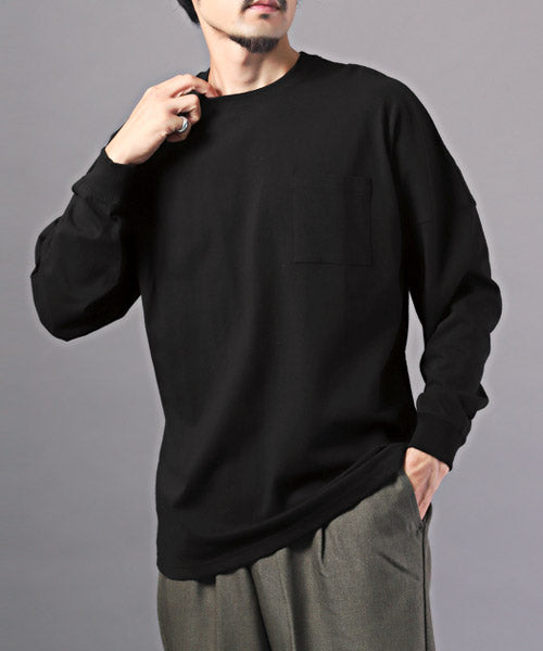 ラグスタイル LUXSTYLE TRAP/U(トラップユー)天竺胸ポケット無地ロンT/ロンT メンズ レディース 長袖Tシャツ 胸ポケット 天竺 （1ブラック） 1ブラック