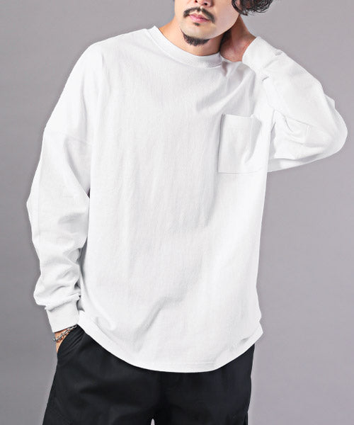 ラグスタイル LUXSTYLE TRAP/U(トラップユー)天竺胸ポケット無地ロンT/ロンT メンズ レディース 長袖Tシャツ 胸ポケット 天竺 （6ホワイト） 6ホワイト