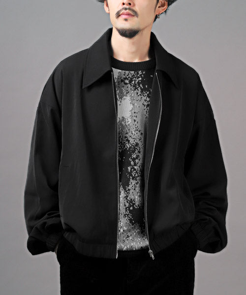 ラグスタイル LUXSTYLE ジップアップジャケット/ジャケット メンズ ブルゾン 無地 ビッグシルエット ジップアップ （ブラック） ブラック