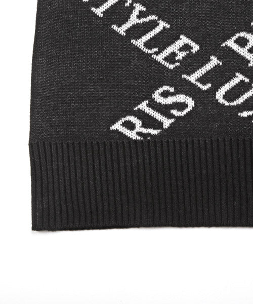 LUXSTYLE LUXE/R Logo All-Over Pattern Jacquard Knit / Knit Men's Sweater Crew Neck Logo All-Over Pattern