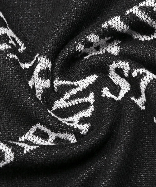 LUXSTYLE LUXE/R Logo All-Over Pattern Jacquard Knit / Knit Men's Sweater Crew Neck Logo All-Over Pattern