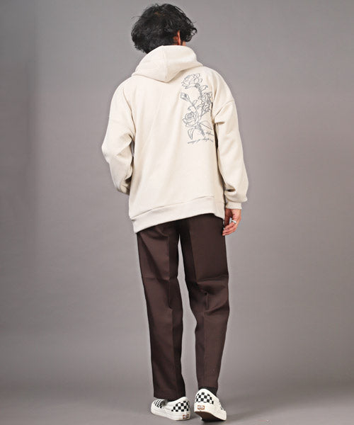 ラグスタイル LUXSTYLE ローズ刺繍スエードパーカー/パーカー メンズ スウェード ビッグシルエット 薔薇 刺繍 ロゴ