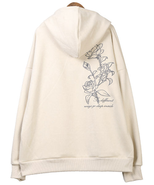 ラグスタイル LUXSTYLE ローズ刺繍スエードパーカー/パーカー メンズ スウェード ビッグシルエット 薔薇 刺繍 ロゴ