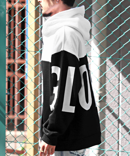 ラグスタイル LUXSTYLE 切替ハーフZIPロゴプリント裏起毛パーカー/パーカー メンズ ビッグシルエット ハーフジップ ZIP 裏起毛 ロゴ プリント