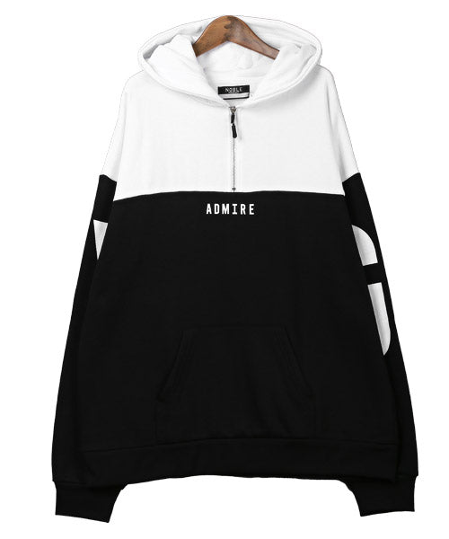ラグスタイル LUXSTYLE 切替ハーフZIPロゴプリント裏起毛パーカー/パーカー メンズ ビッグシルエット ハーフジップ ZIP 裏起毛 ロゴ プリント