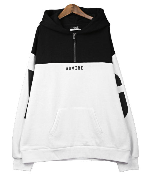 ラグスタイル LUXSTYLE 切替ハーフZIPロゴプリント裏起毛パーカー/パーカー メンズ ビッグシルエット ハーフジップ ZIP 裏起毛 ロゴ プリント