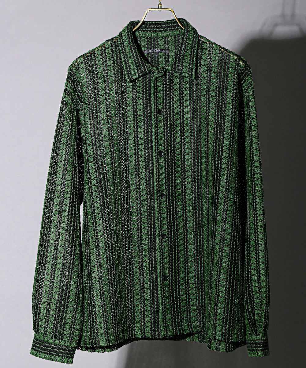 LUXSTYLE Lace Loose Shirt/Long Sleeve Shirt for Men and Women Lace Big Silhouette Blouse Loose