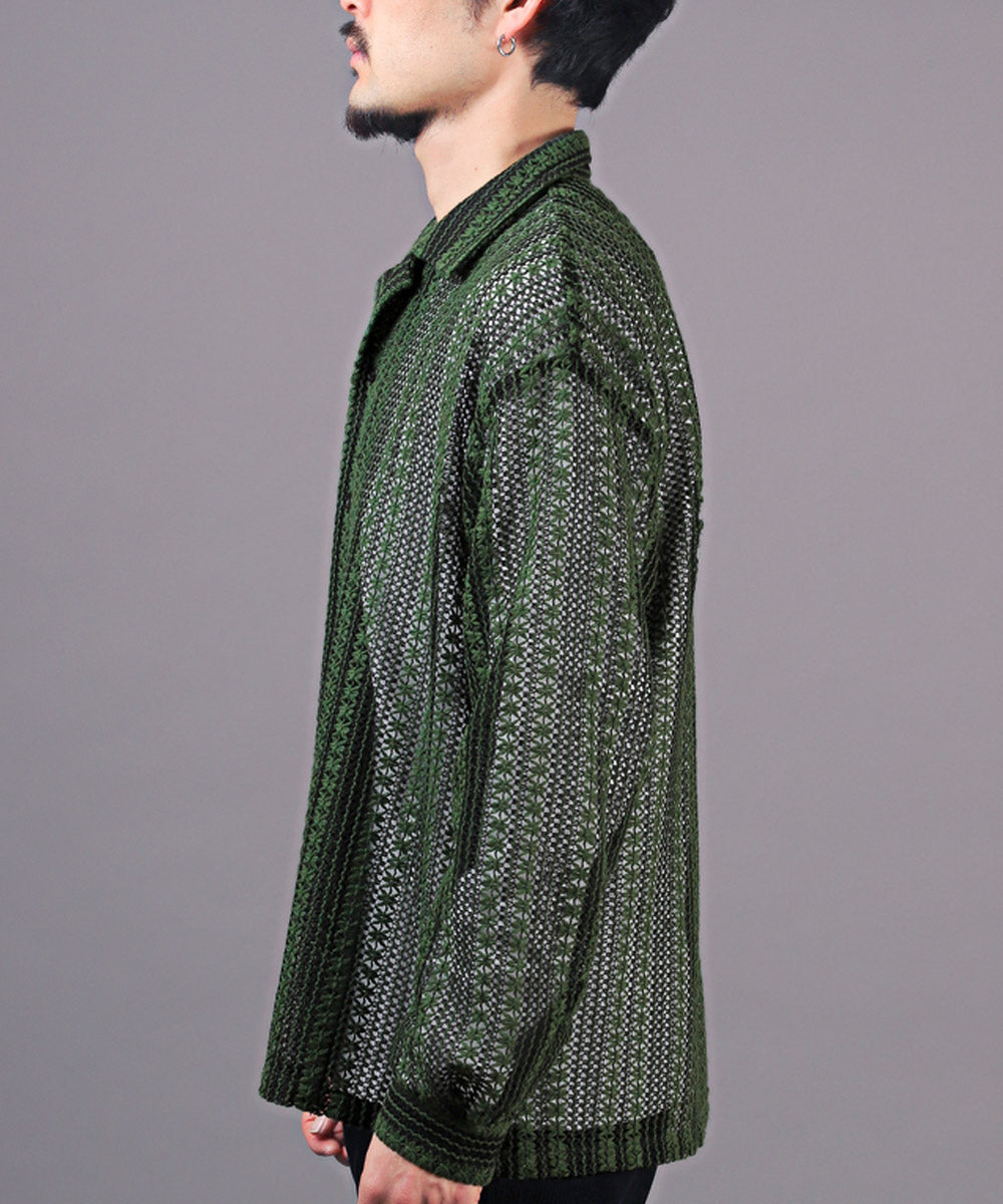 LUXSTYLE Lace Loose Shirt/Long Sleeve Shirt for Men and Women Lace Big Silhouette Blouse Loose