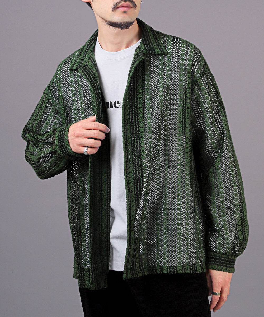 LUXSTYLE Lace Loose Shirt/Long Sleeve Shirt for Men and Women Lace Big Silhouette Blouse Loose