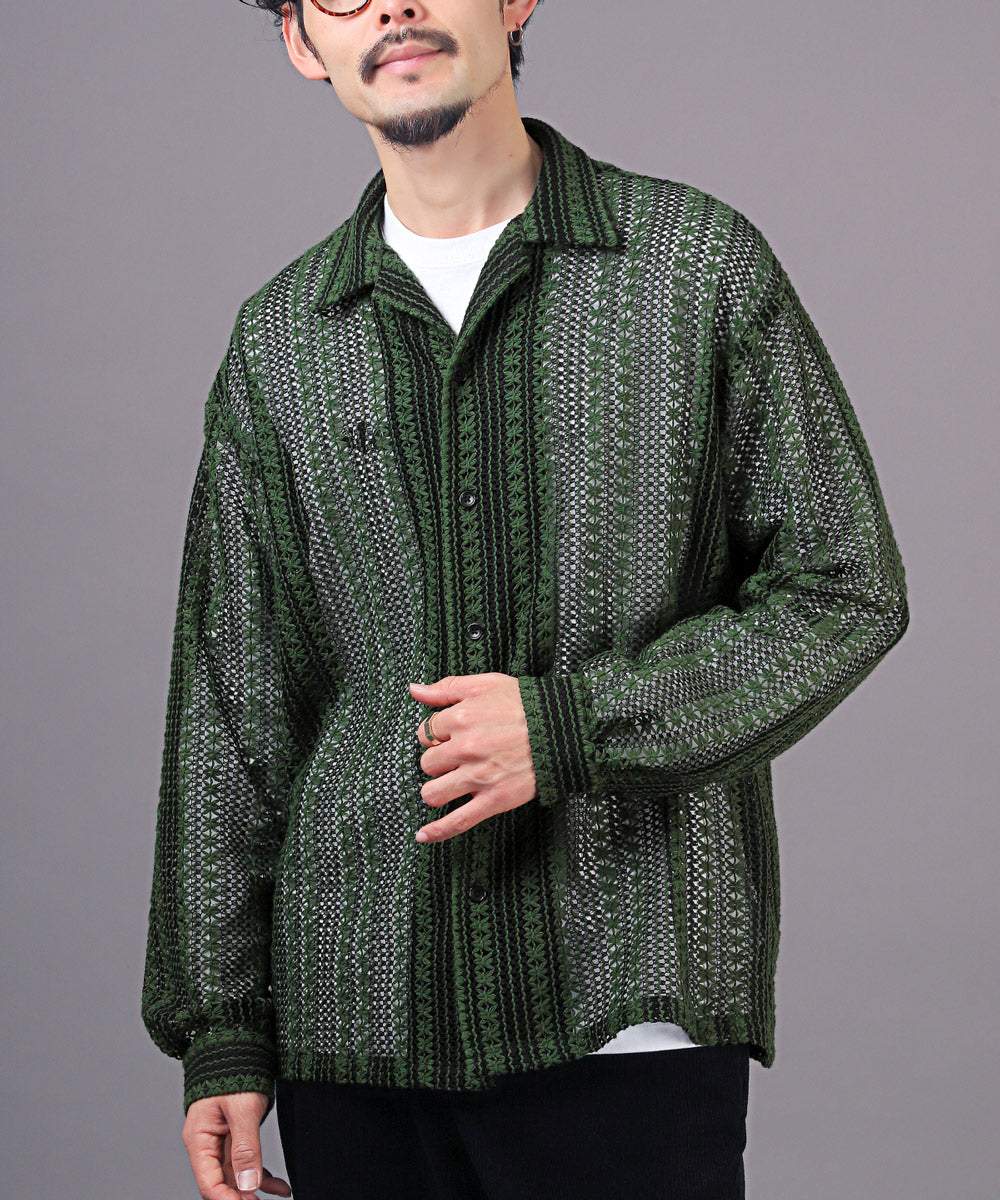 LUXSTYLE Lace Loose Shirt/Long Sleeve Shirt for Men and Women Lace Big Silhouette Blouse Loose