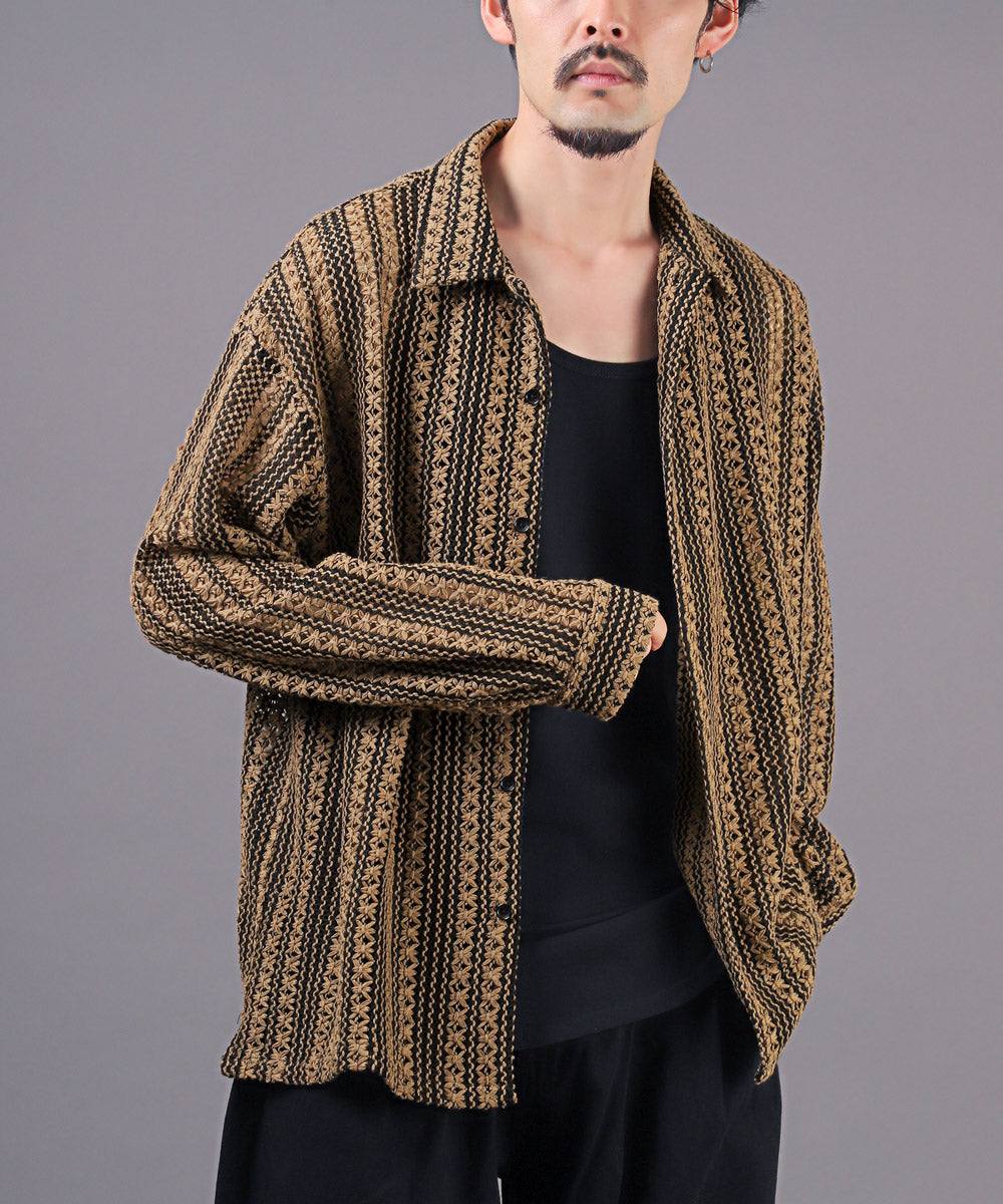 LUXSTYLE Lace Loose Shirt/Long Sleeve Shirt for Men and Women Lace Big Silhouette Blouse Loose
