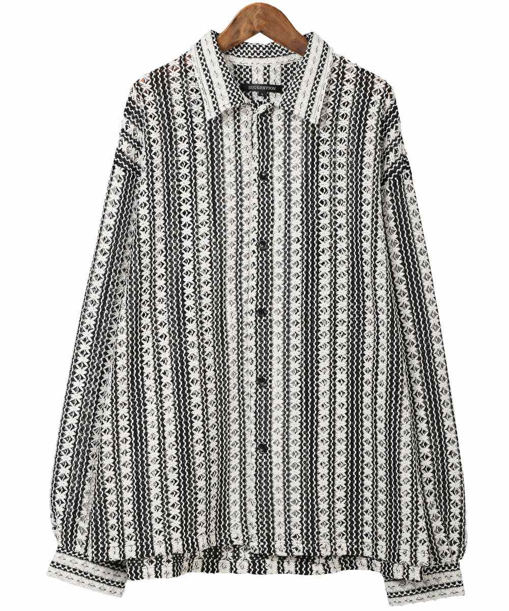 LUXSTYLE Lace Loose Shirt/Long Sleeve Shirt for Men and Women Lace Big Silhouette Blouse Loose