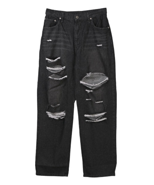 ラグスタイル LUXSTYLE ダメージデニムバギーパンツ/デニムパンツ メンズ ワイド バギーパンツ ダメージ ジーンズ （1サックス） 1サックス