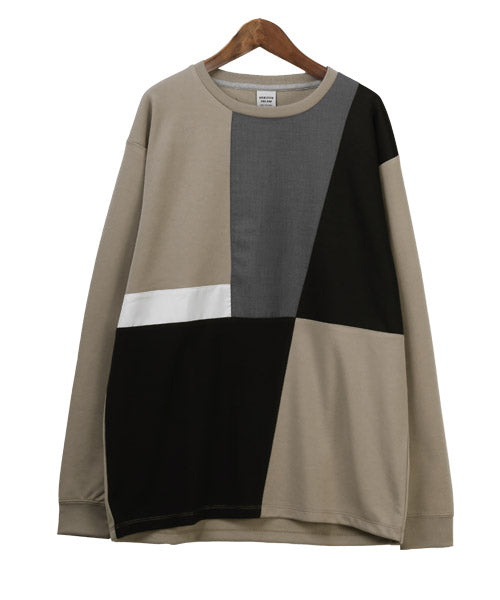ラグスタイル LUXSTYLE 異素材ブロック切替ロンT/ロンT メンズ 長袖Tシャツ 異素材 切り替え ブロック