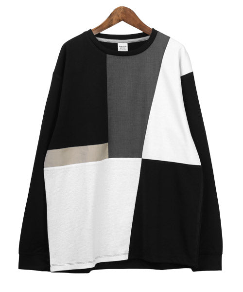 ラグスタイル LUXSTYLE 異素材ブロック切替ロンT/ロンT メンズ 長袖Tシャツ 異素材 切り替え ブロック