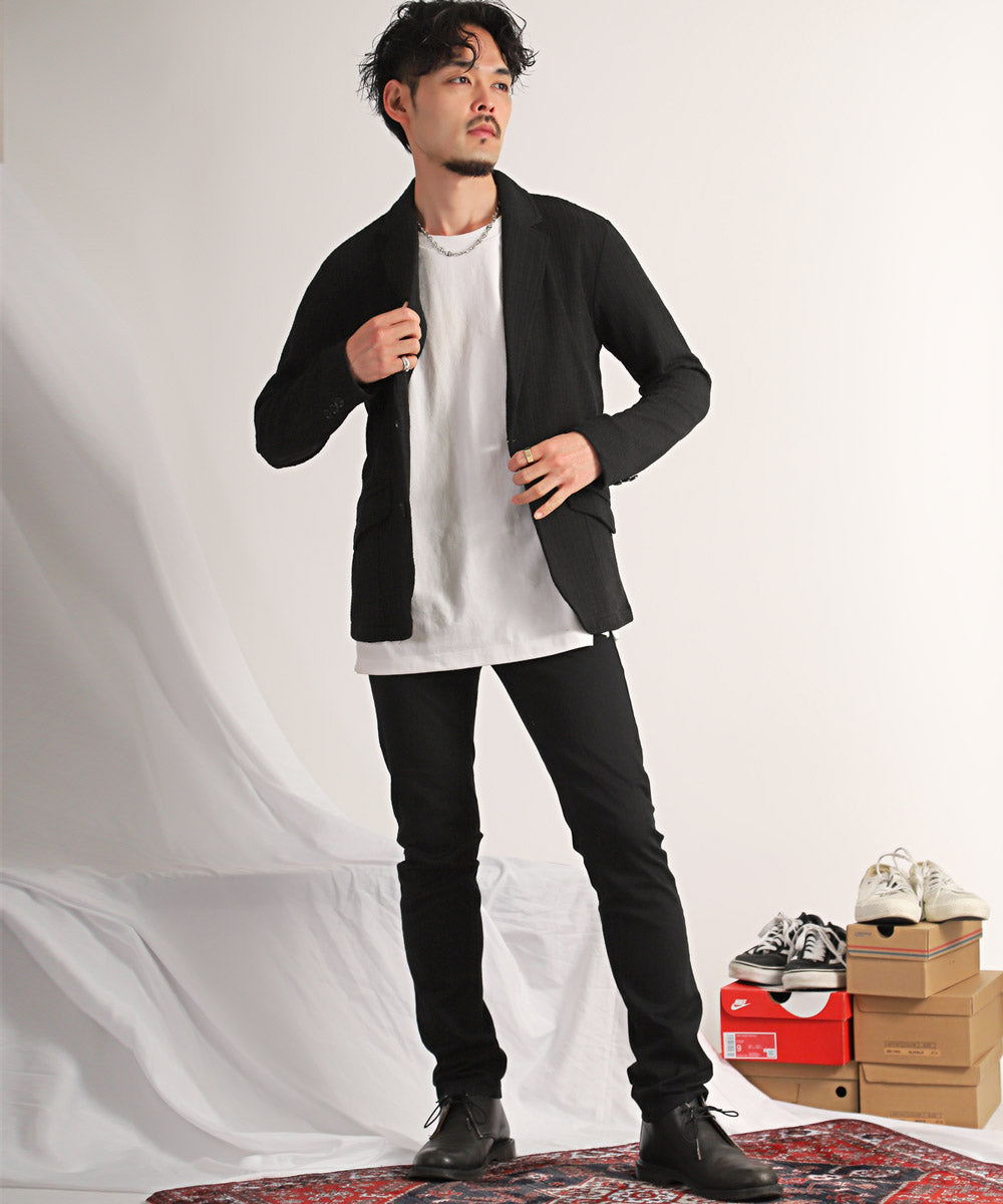 ラグスタイル LUXSTYLE ケーブル2Bジャケット/テーラードジャケット メンズ 2ボタン ケーブルジャガード ストレッチ