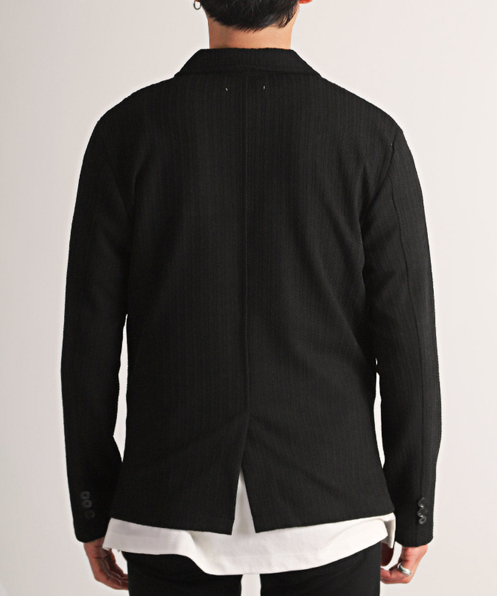 ラグスタイル LUXSTYLE ケーブル2Bジャケット/テーラードジャケット メンズ 2ボタン ケーブルジャガード ストレッチ