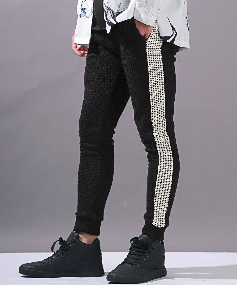 Rug style LUXSTYLE waffle switch jogger pants / jogger pants for men waffle side line switch knit