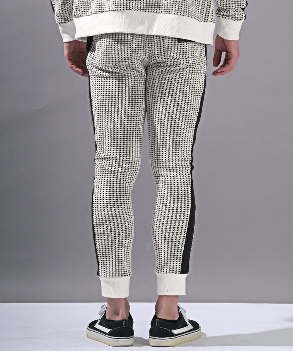 Rug style LUXSTYLE waffle switch jogger pants / jogger pants for men waffle side line switch knit