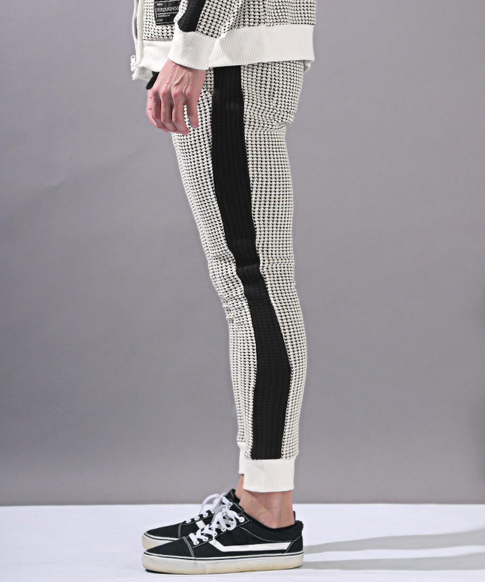 Rug style LUXSTYLE waffle switch jogger pants / jogger pants for men waffle side line switch knit