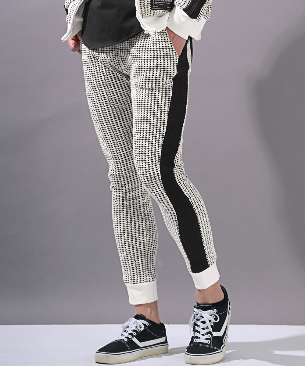 Rug style LUXSTYLE waffle switch jogger pants / jogger pants for men waffle side line switch knit