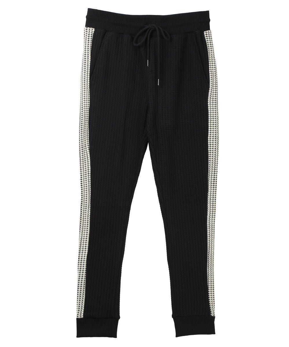 Rug style LUXSTYLE waffle switch jogger pants / jogger pants for men waffle side line switch knit