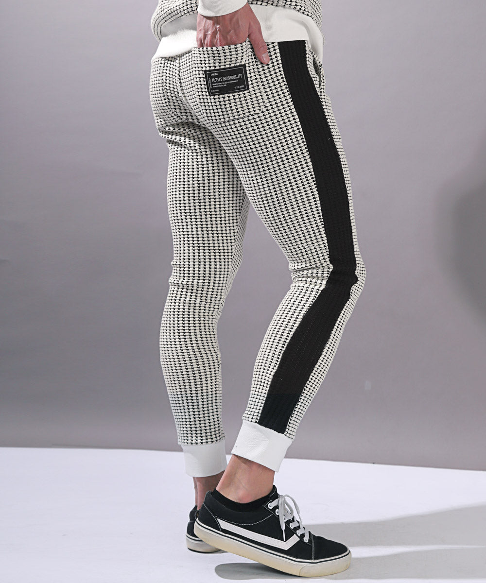 Rug style LUXSTYLE waffle switch jogger pants / jogger pants for men waffle side line switch knit