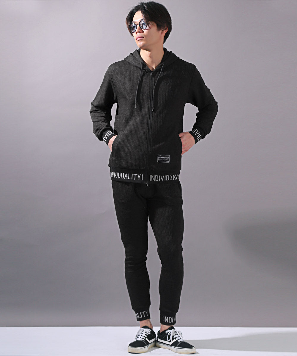 ラグスタイル LUXSTYLE 膨れジャガード刺繍ジョガーパンツ/ジョガーパンツ メンズ 刺繍 ロゴ ふくれジャガード 凸凹