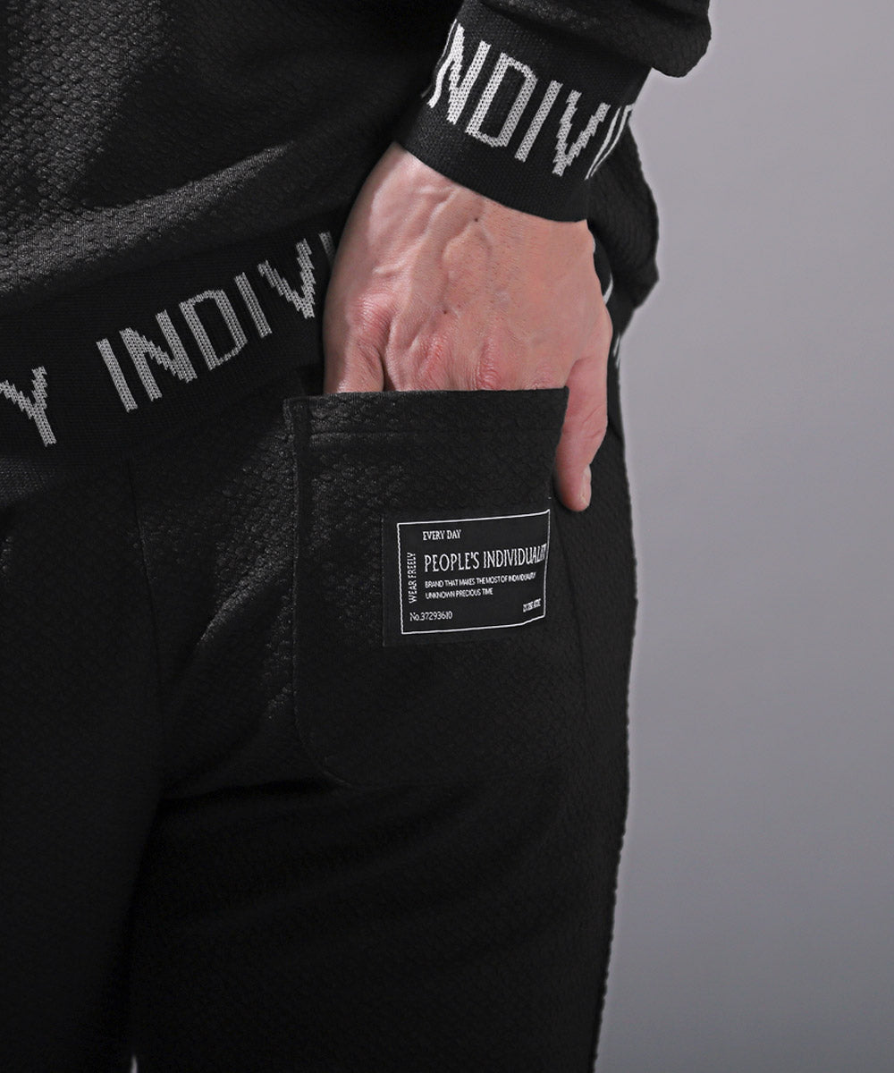 ラグスタイル LUXSTYLE 膨れジャガード刺繍ジョガーパンツ/ジョガーパンツ メンズ 刺繍 ロゴ ふくれジャガード 凸凹