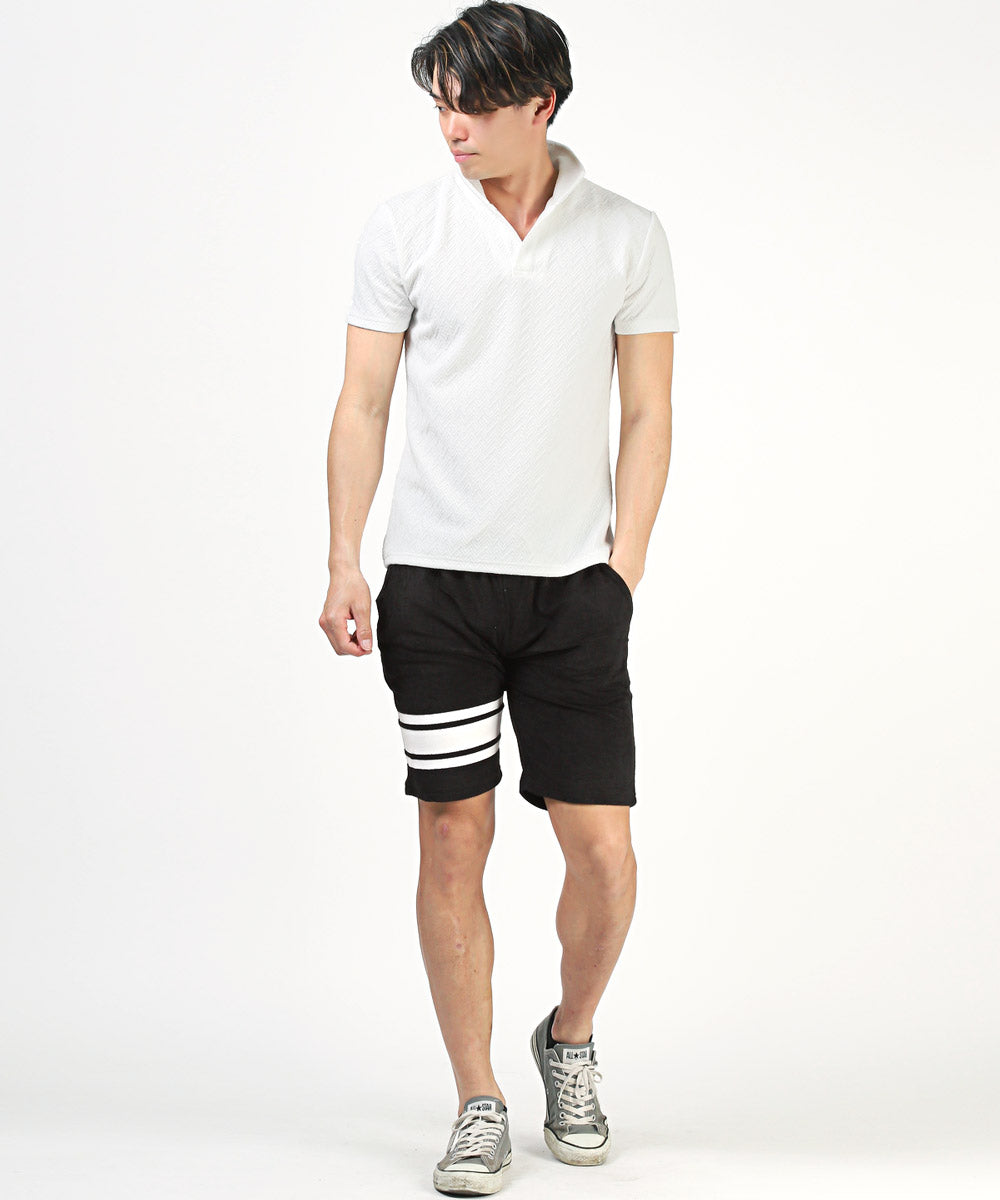 ラグスタイル LUXSTYLE パイル裾ラインショーツ/ショートパンツ イージーパンツ メンズ パイル 膝上 ライン タオル地 春 夏