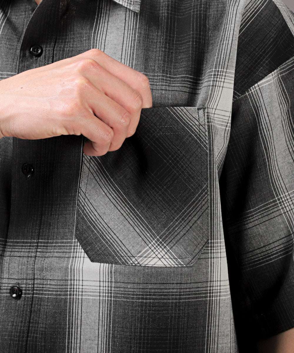 ラグスタイル LUXSTYLE 接触冷感オンブレチェック半袖シャツ/半袖シャツ メンズ チェックシャツ ビッグシルエット 春夏 全4色 接触冷感