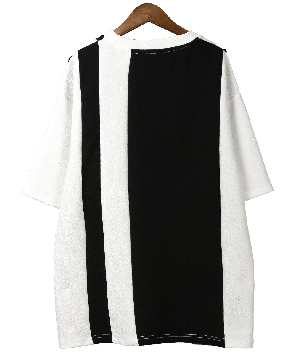 ラグスタイル LUXSTYLE 梨地カラー切り替え半袖Tシャツ/Tシャツ 半袖 メンズ レディース 半袖Tシャツ 春 夏 ビッグシルエット バイカラー