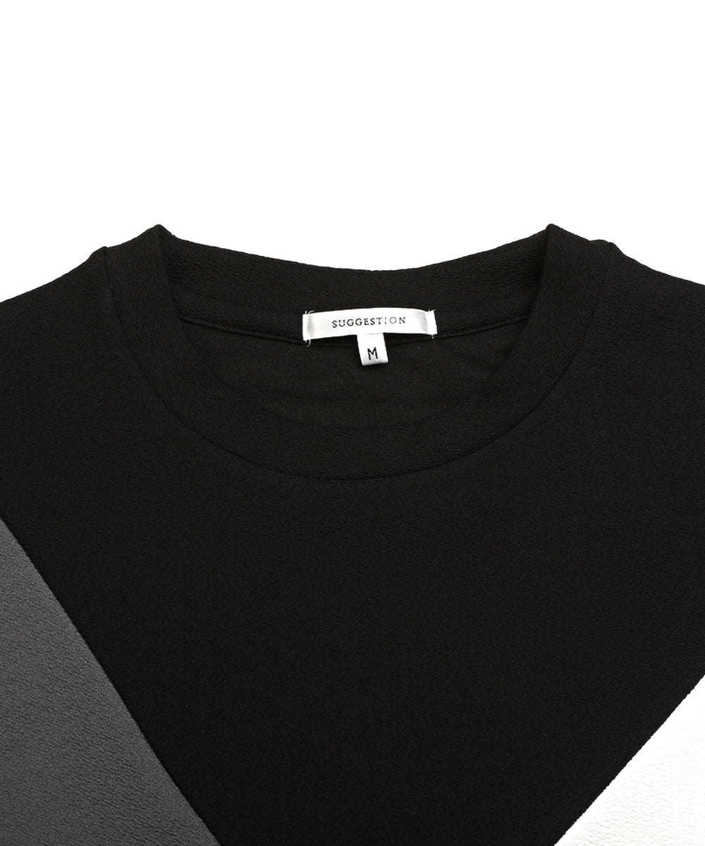 ラグスタイル LUXSTYLE 梨地カラー切り替え半袖Tシャツ/Tシャツ 半袖 メンズ レディース 半袖Tシャツ 春 夏 ビッグシルエット バイカラー