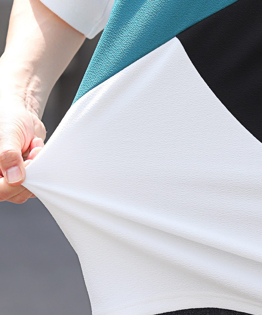 ラグスタイル LUXSTYLE 梨地カラー切り替え半袖Tシャツ/Tシャツ 半袖 メンズ レディース 半袖Tシャツ 春 夏 ビッグシルエット バイカラー