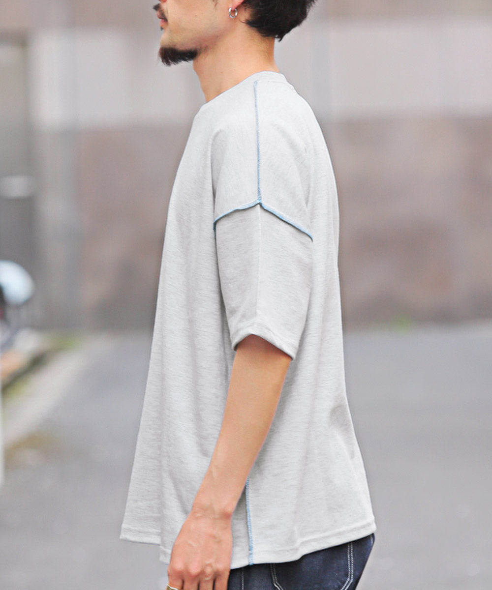 ラグスタイル LUXSTYLE 無地ステッチ半袖Tシャツ/Tシャツ 半袖 トップス メンズ レディース 春夏 サマー ビッグシルエット