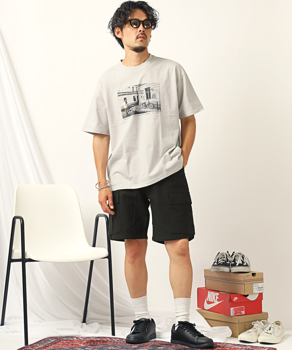 ラグスタイル LUXSTYLE ツイルカーゴショートパンツ/ショートパンツ メンズ カーゴパンツ ハーフパンツ ツイル 夏 短パン 膝上