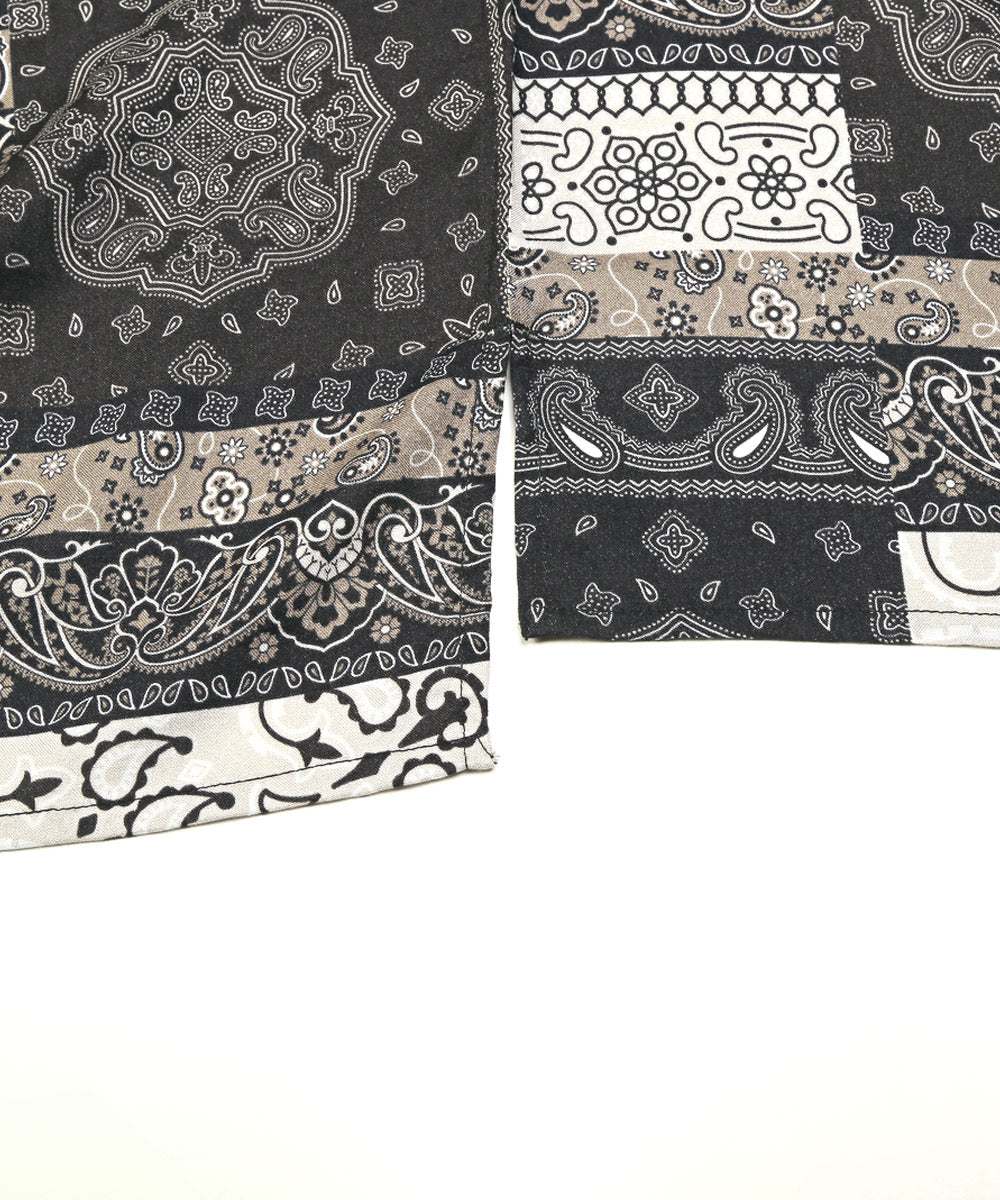 ラグスタイル LUXSTYLE 総柄プリント半袖レーヨンシャツ/半袖シャツ カジュアルシャツ メンズシャツ レーヨン 柄シャツ メンズ