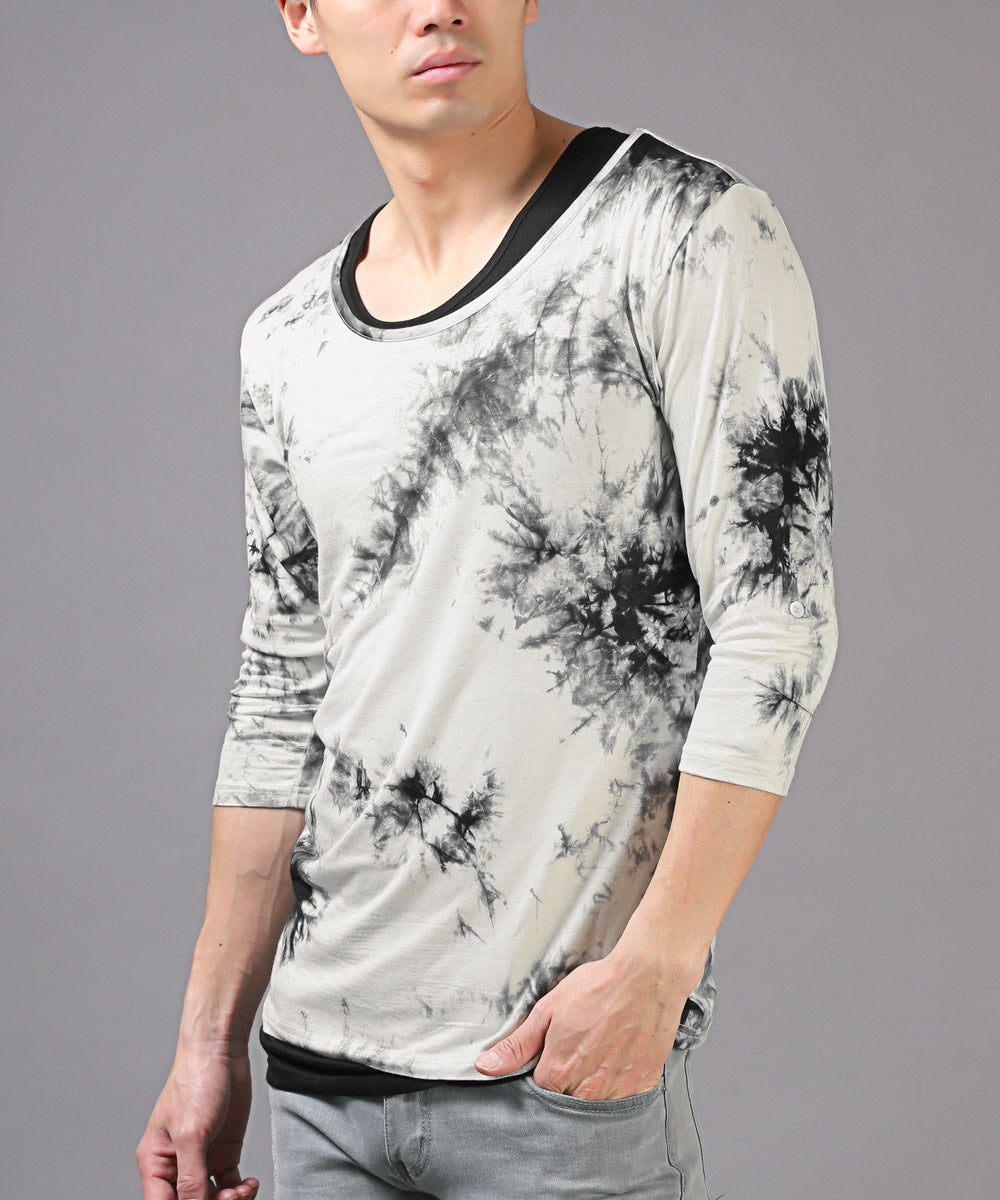 ラグスタイル LUXSTYLE タイダイ染め7分袖Tシャツ＆アシンメトリータンクトップ/Tシャツ タンクトップ 7分袖 2セット 2P メンズ レディース 春 夏 秋