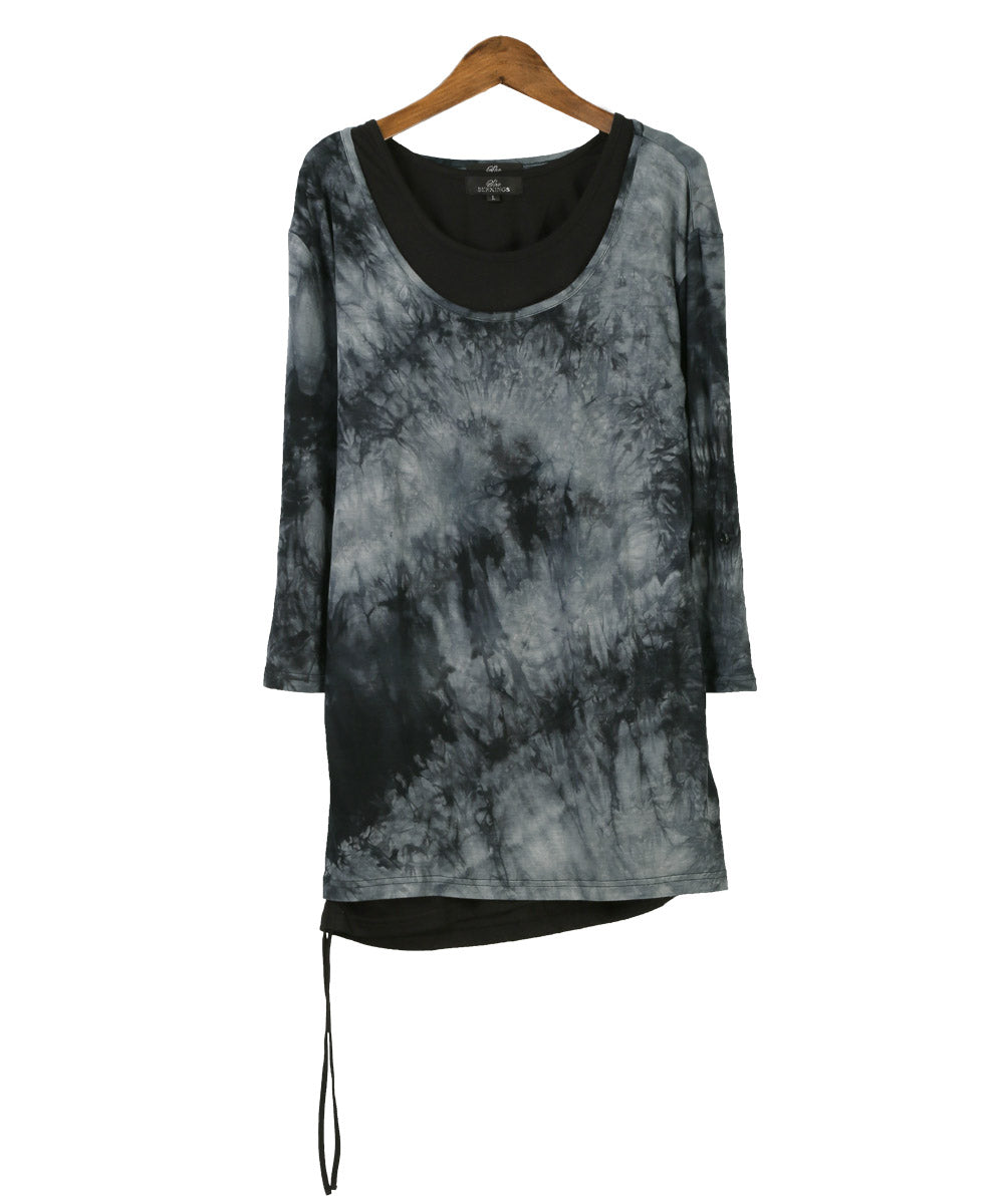 ラグスタイル LUXSTYLE タイダイ染め7分袖Tシャツ＆アシンメトリータンクトップ/Tシャツ タンクトップ 7分袖 2セット 2P メンズ レディース 春 夏 秋