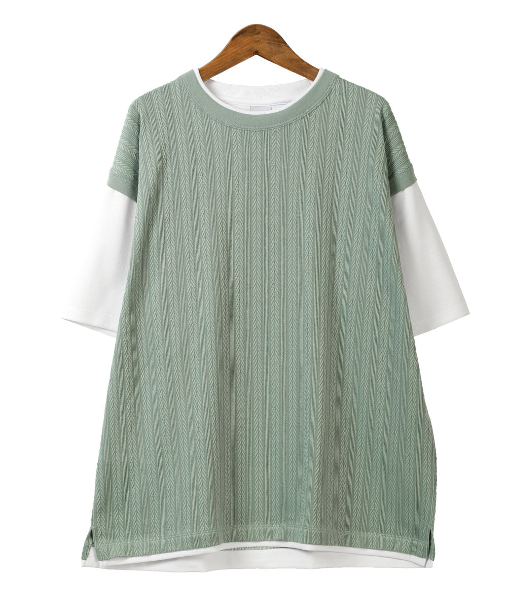 ラグスタイル LUXSTYLE ベストフェイクレイヤード半袖Tシャツ/半袖Tシャツ メンズ Tシャツ 半袖 春 夏 フェイクレイヤード 重ね着風