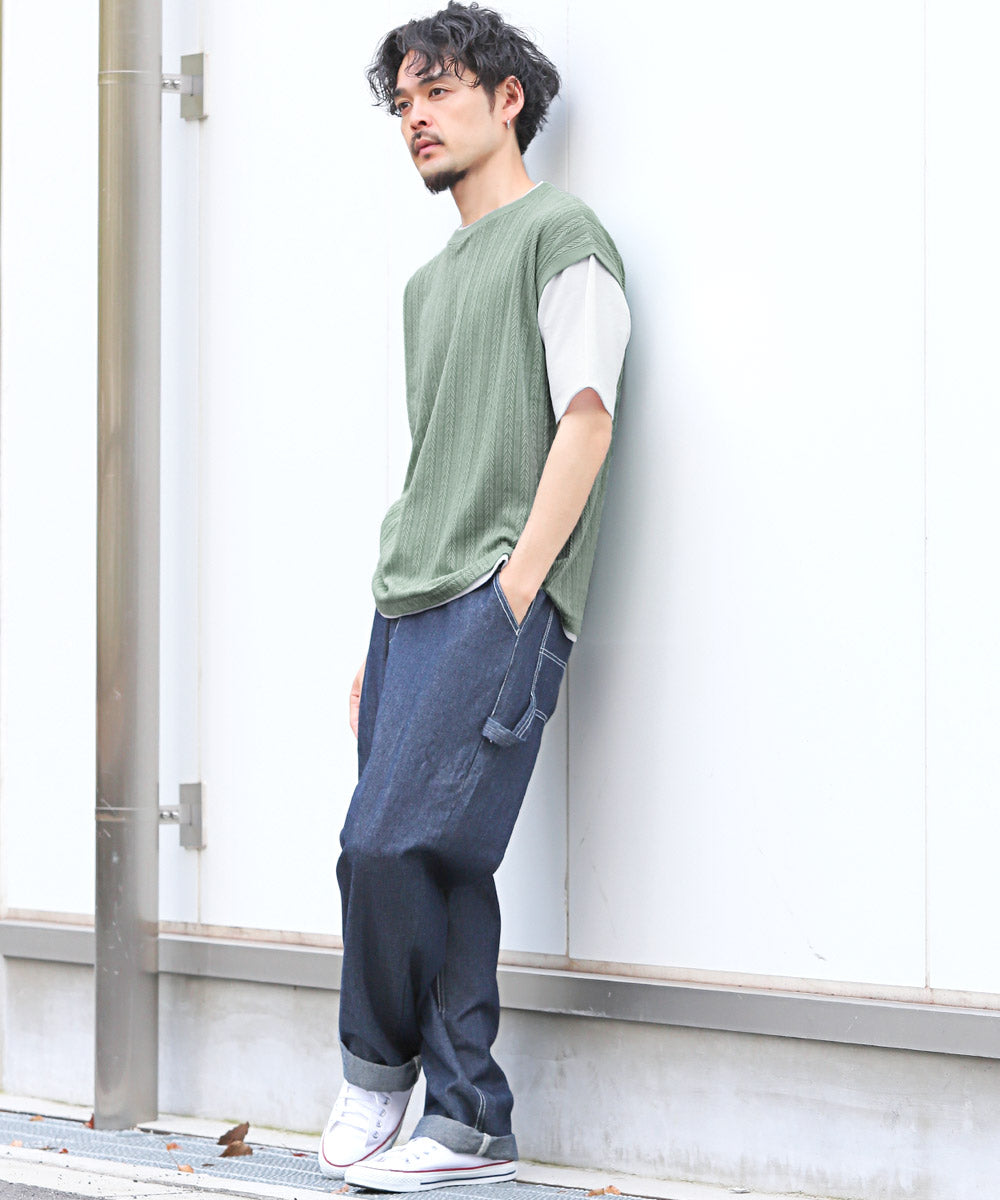 ラグスタイル LUXSTYLE ベストフェイクレイヤード半袖Tシャツ/半袖Tシャツ メンズ Tシャツ 半袖 春 夏 フェイクレイヤード 重ね着風